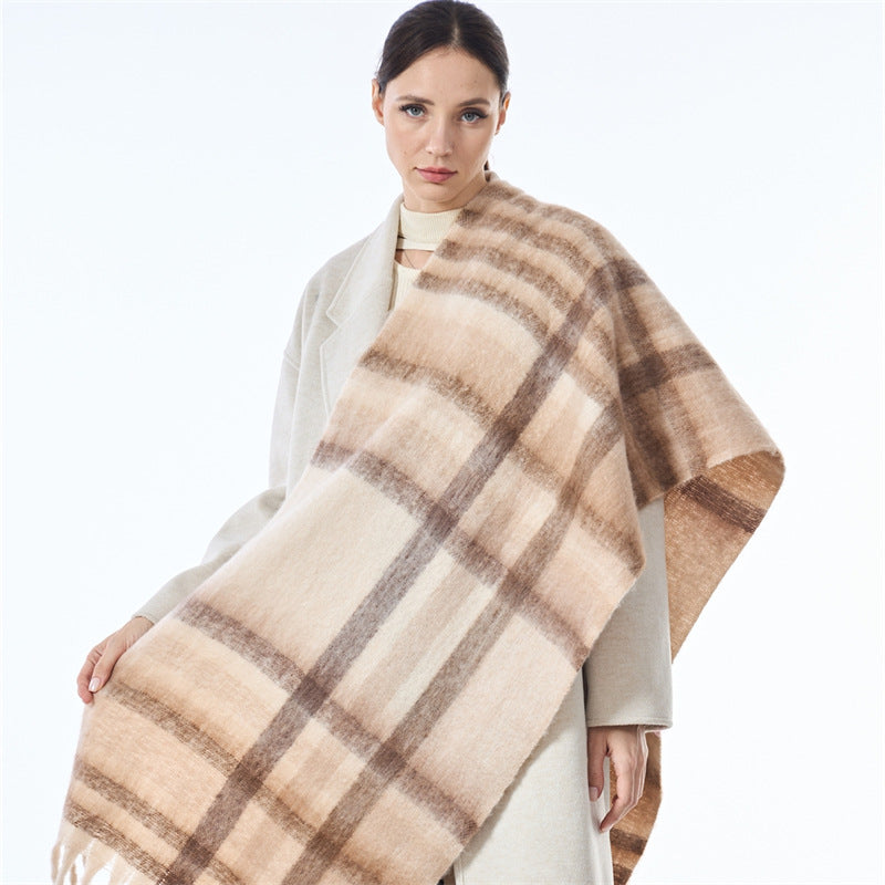 Laides Plaid Color Block Everyday Scarf SKAS4203