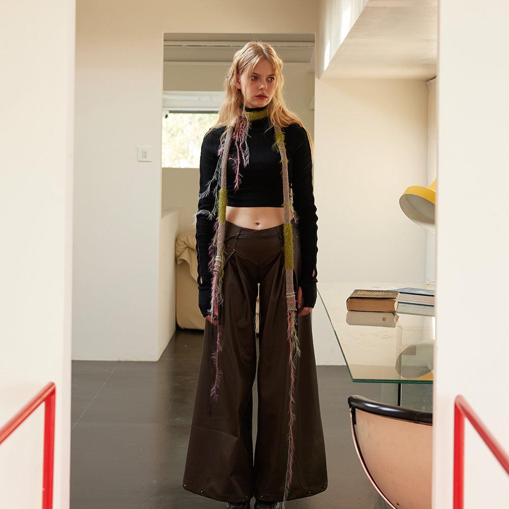 SWEETKAMA Ladies Skinny Vintage Tassel Y2K Scarves YW051