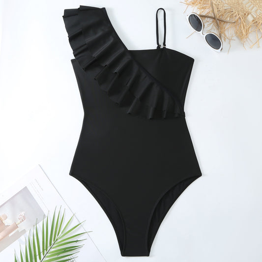 Ruffles Shoulder Straps One Piece Swimwear with Cover Y191