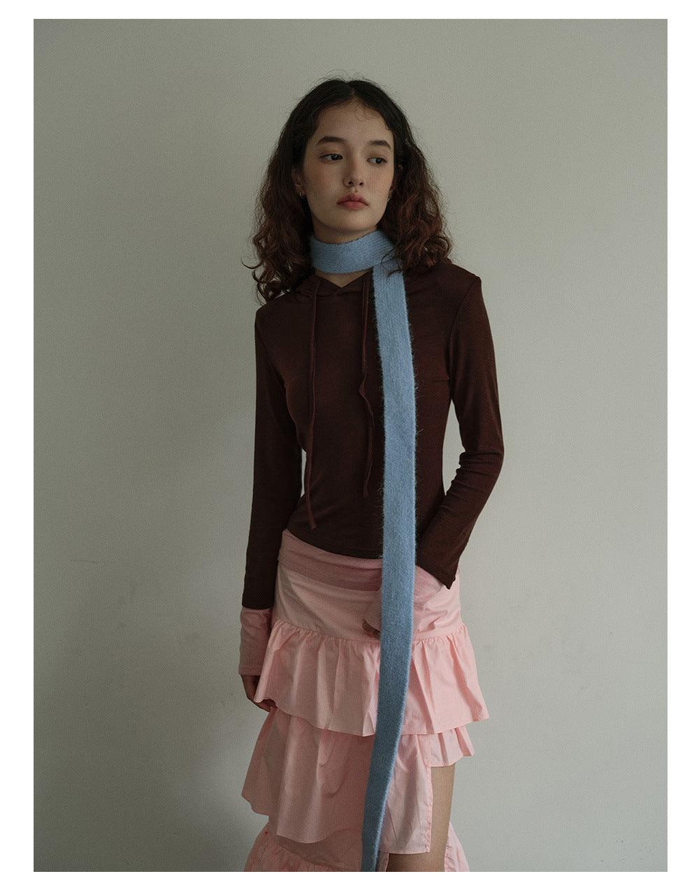 Ladies Solid Color Skinny Wool Scarves YW013