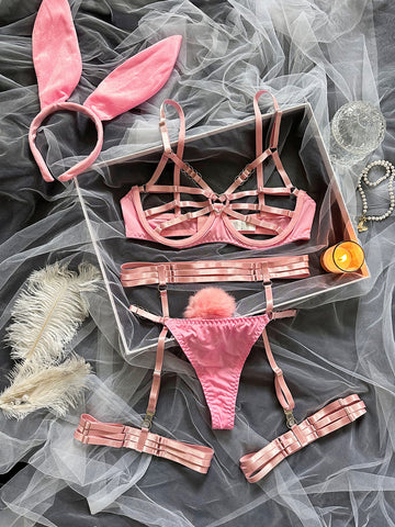 Ladies Dirty Rabbit Costume Open Bra Spicy Lingerie Set SKLG4051