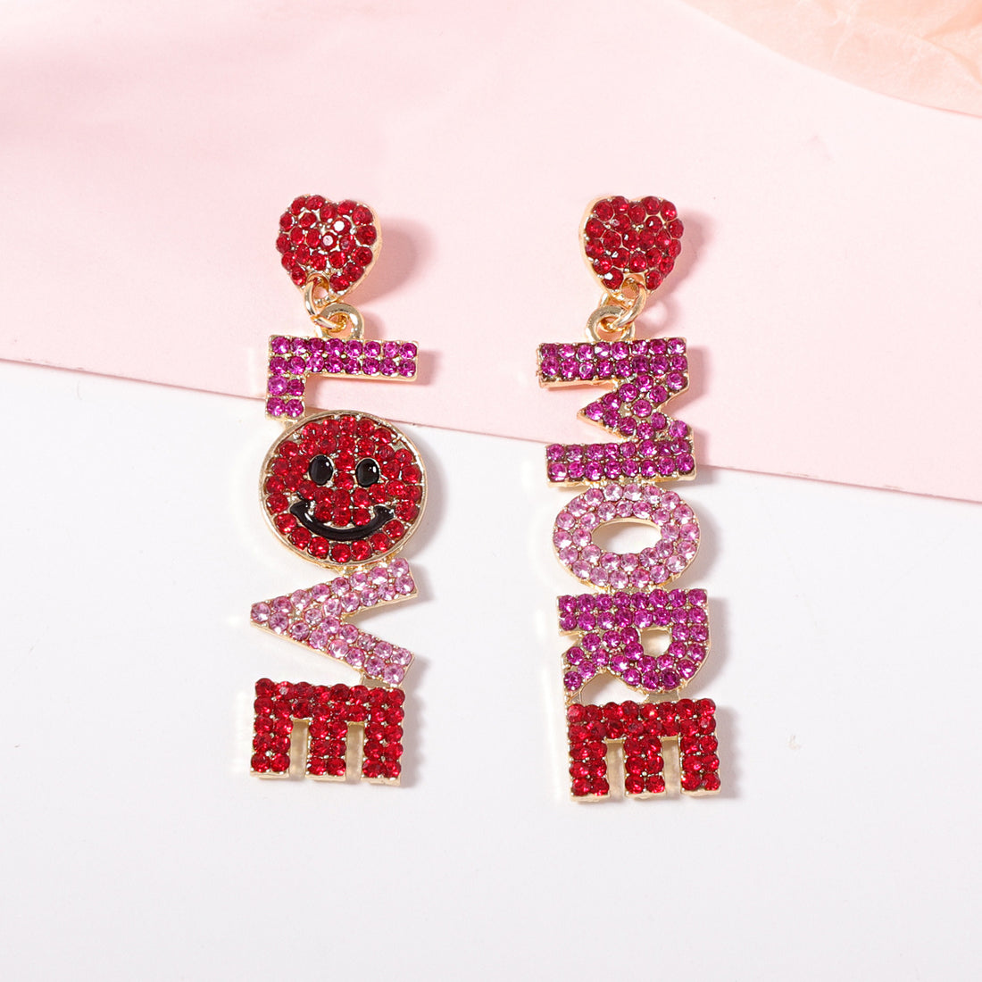 Ladies Valentine Rhinestone LOVE Pandent Earrings SKAJ4221