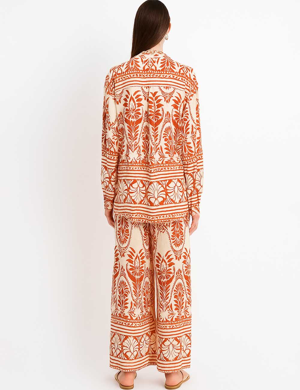 Women Bohemia Print Cozy Shirt Pants 2PCS Set