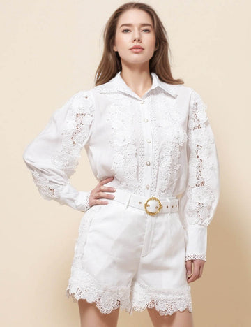 Ladies Long Sleeves Floral Top & Shorts 2PCS Set SKST51187