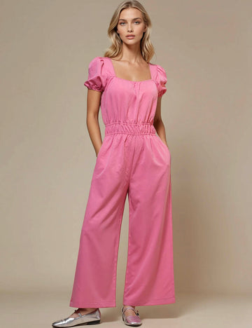 Ladies Square Neck Pockets Jumpsuit SKJ50593