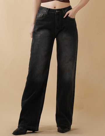 Ladies Button Pocket Straight Leg Pants