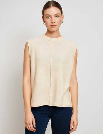 Knit Solid Color Sleeveless Round Neck Sweater Vest YL23001