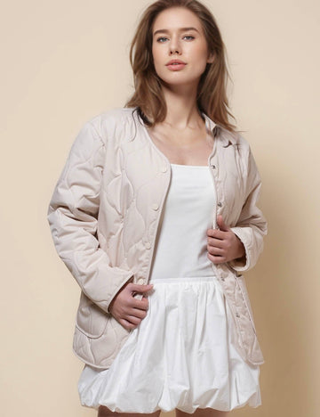 Ladies Long Sleeves Pockets Button Down Coat SKT41142