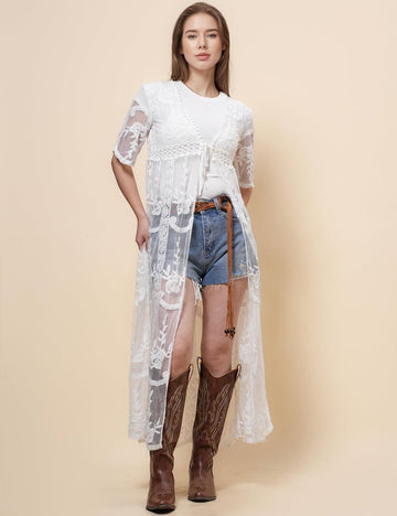 Ladies Lace See Seer Beach Cover Bohemia Cover Top SKT4922