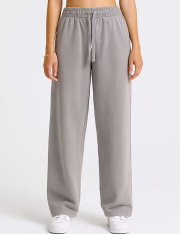 Ladies Elastic Waist Lace Up Wide Leg Pants