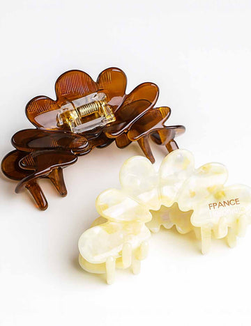 Ladies French Flower Tortoiseshell Pattern Hair Clip