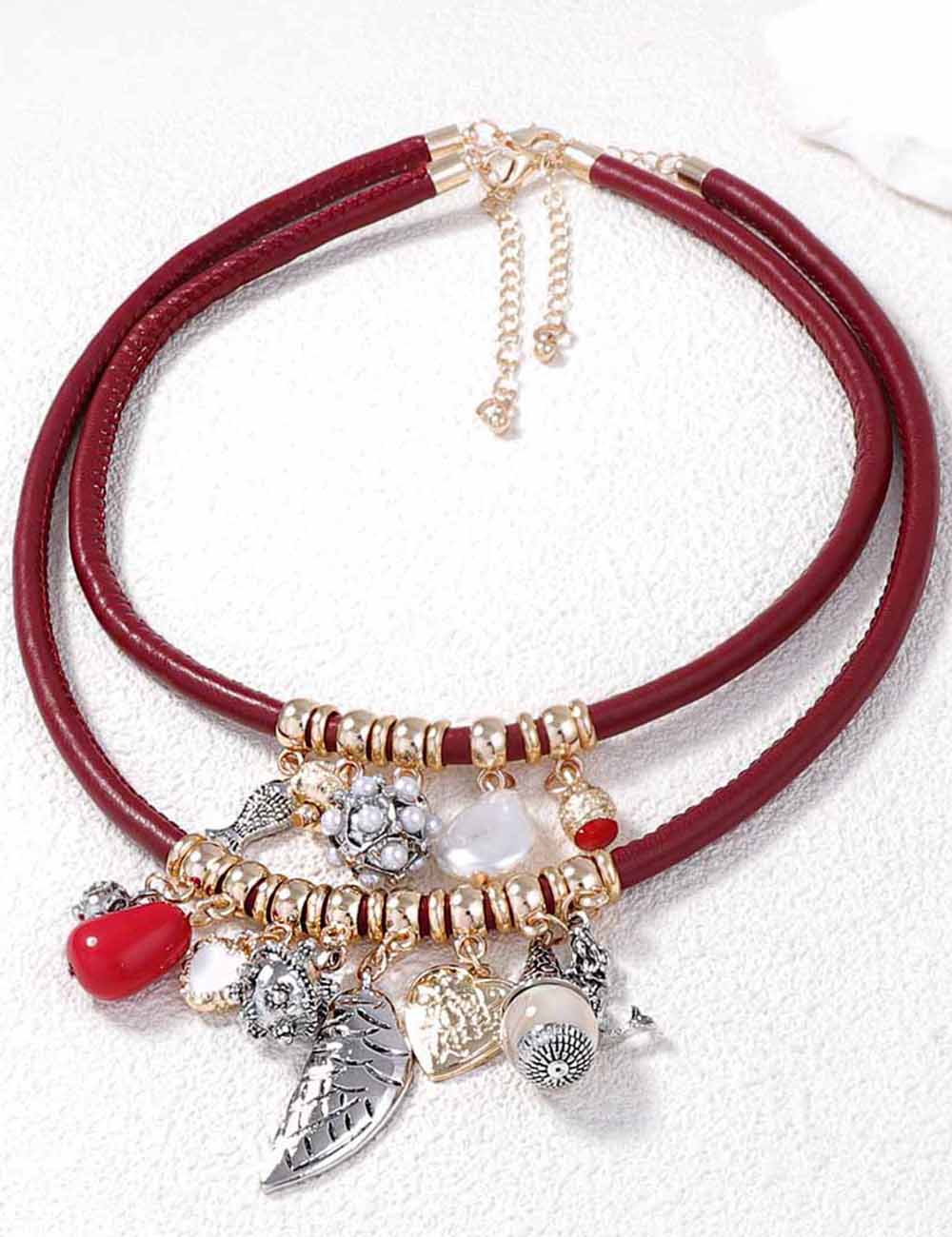 Ladies Alloy Pearl Fish & Geometric Pendant Necklace