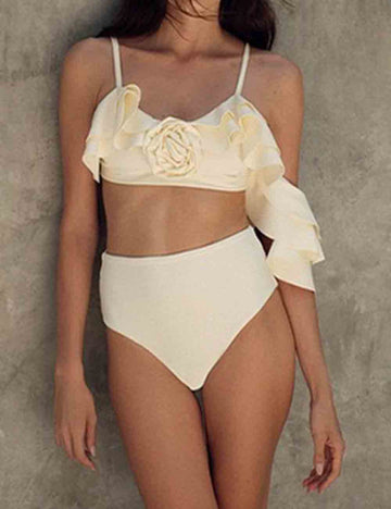 Ladies String Shoulder Rose 2PCS Bikini Set with Salong