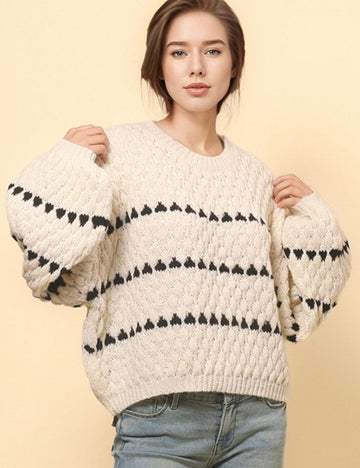 Ladies Chunky Round Neck Pullover Sweater SKT4845