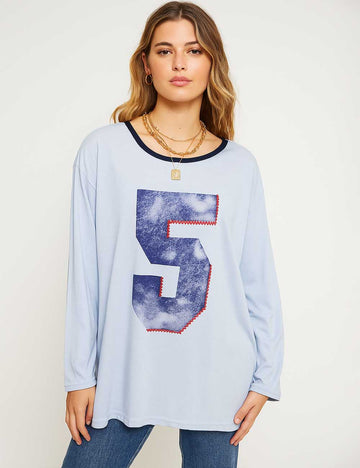 8SKT5K106 Ladies Digital Print Oversize Cozy T-Shirt