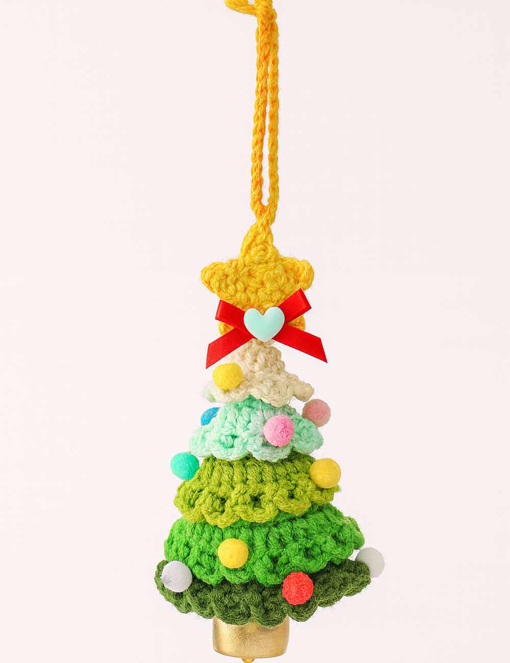 Ladies Crochet Christmas Tree Ornament with Bell Car Hanging