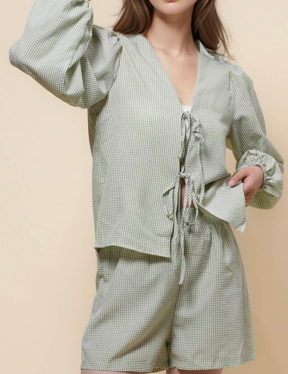 Ladies Blouse Shorts 2PCS Loungewear Set SKST41241