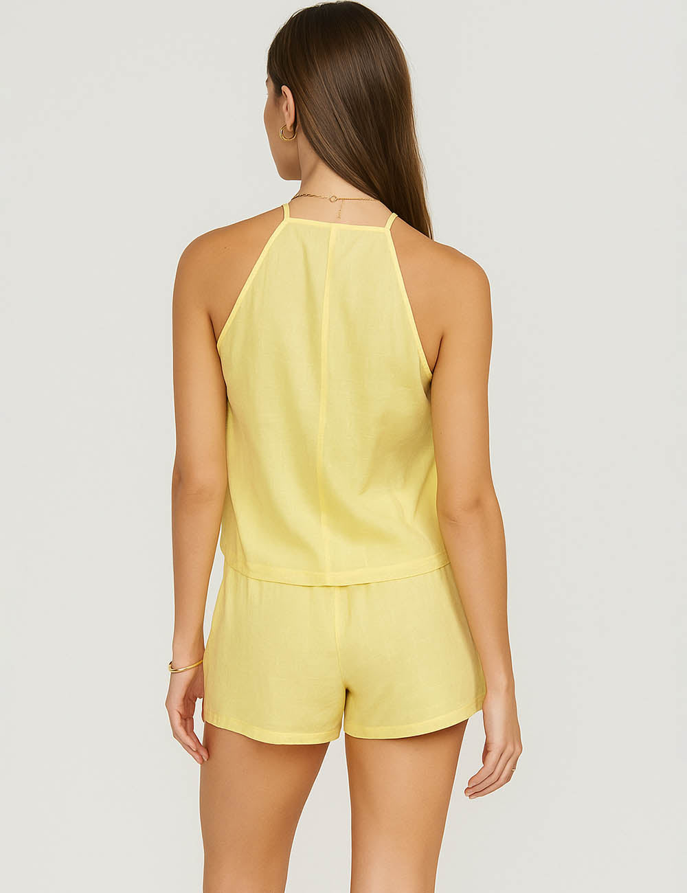 Ladies Chic Pleated Sleeveless Tank Top & Shorts 2PCS Set