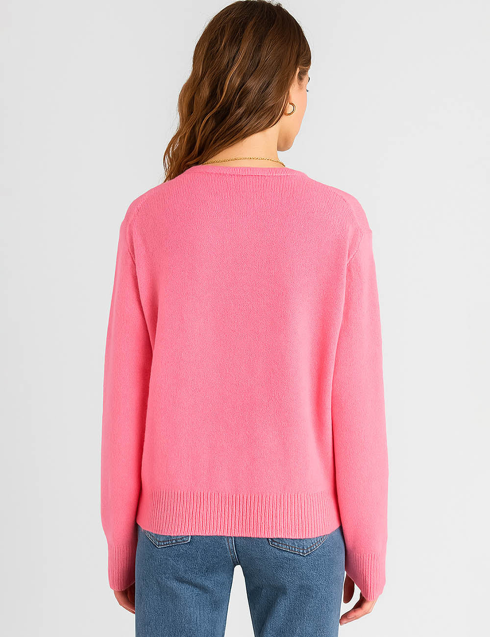 Ladies Solid Color Button Front Ribbed Knit Cardigan