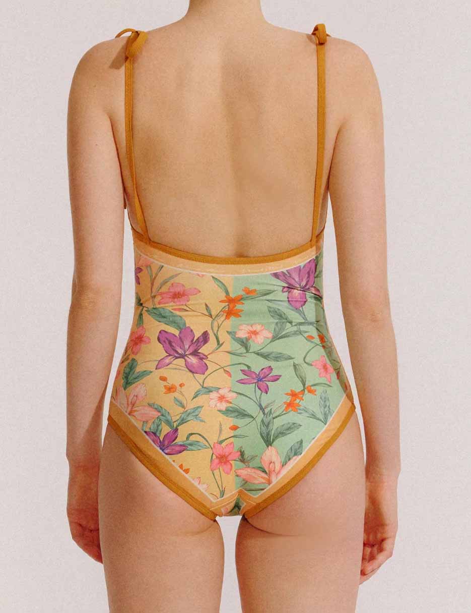 Floral AB Side Reversible One Piece Swimwear SKSW40089T