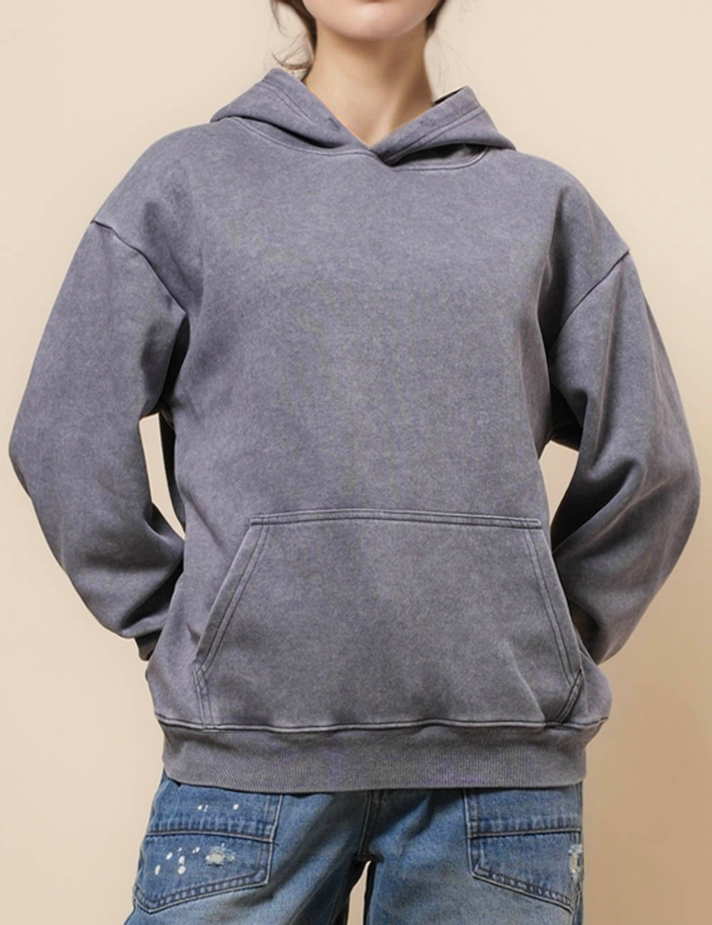 Ladies Long Sleeves Pullover Hoodie SKT41118