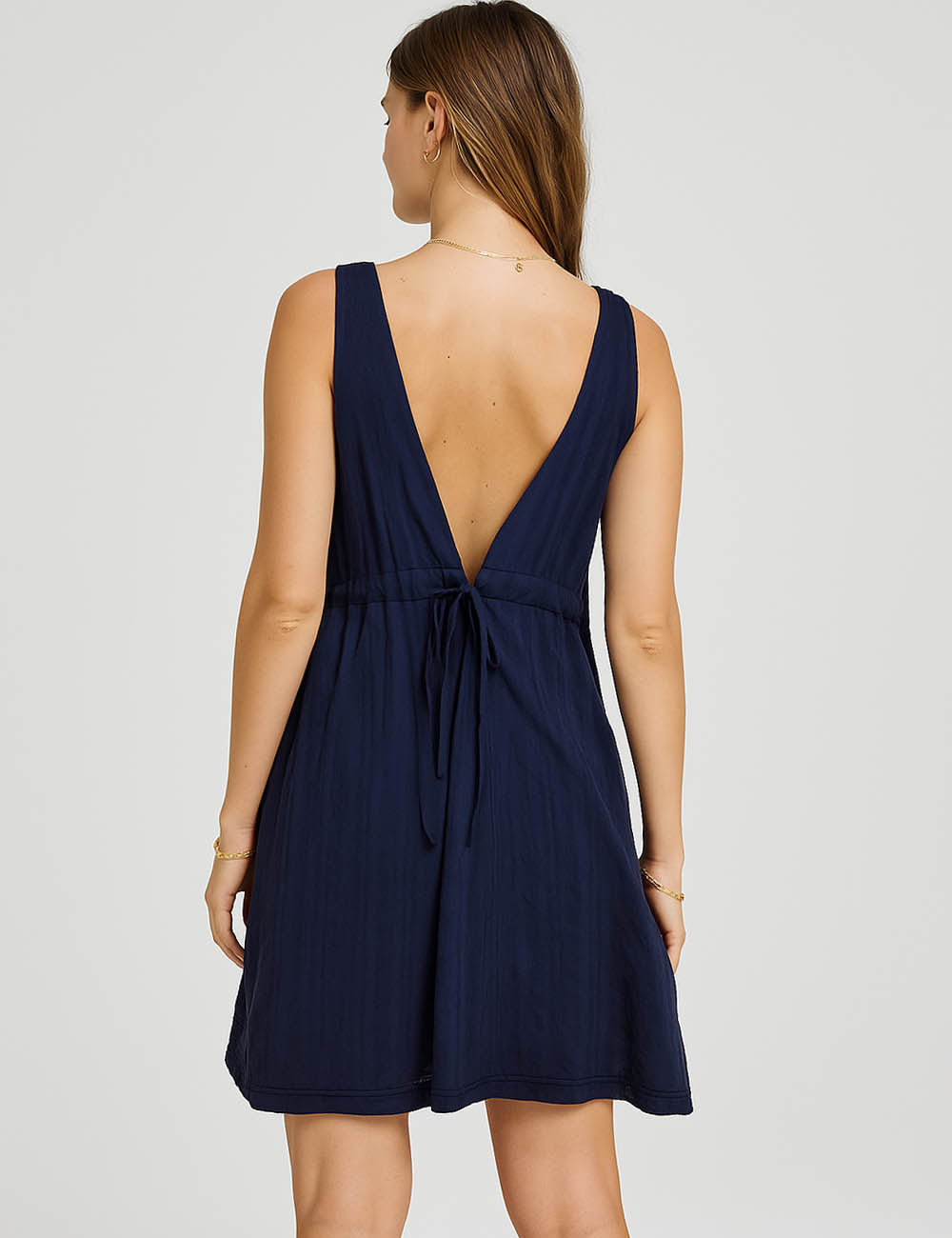 Ladies Sleeveless Solid Color Daily Short Dress SKD936