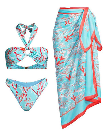 Ladies Halter 2PCS Bikini Set with Salong