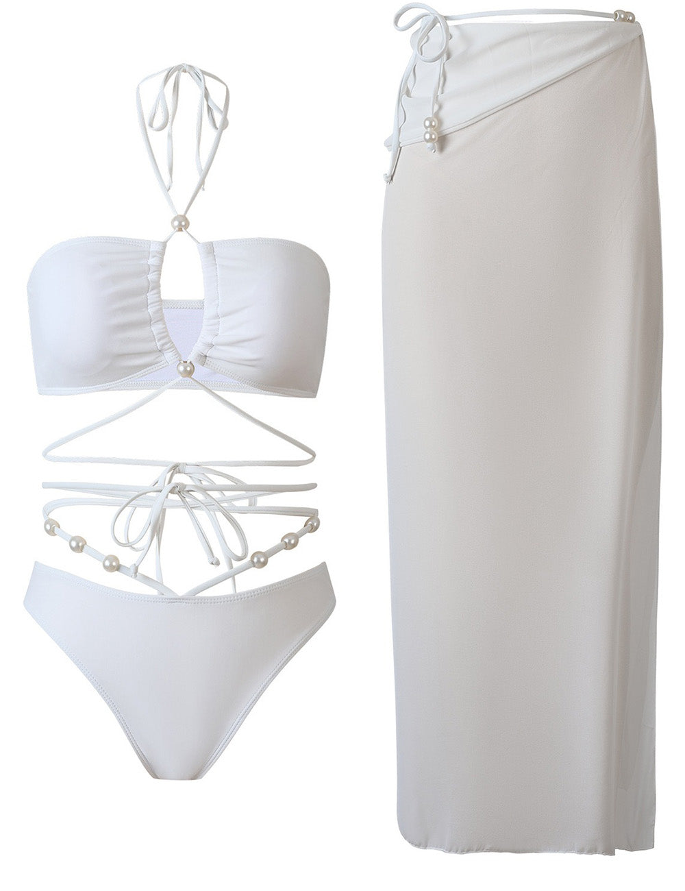 Ladies Halter Back Open One Piece Swimwear with Salong