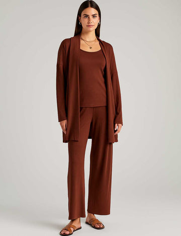 Ladies Cami Top Open Cardigan Pants Knit 3PCS Set