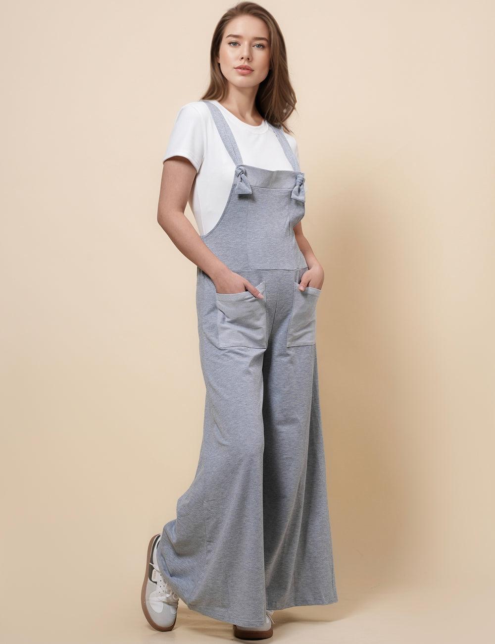 Ladies Wide Leg Relaxed Overall Strape Jumpsuit SKJ4888