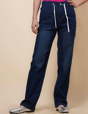 Ladies Elastic Waist Jeans Denim Pants SKP41113