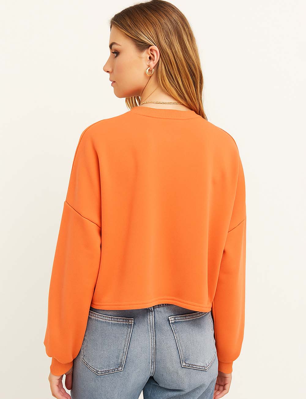 Ladies Halloween Sequin Round Neck Long Sleeves Sweatshirt