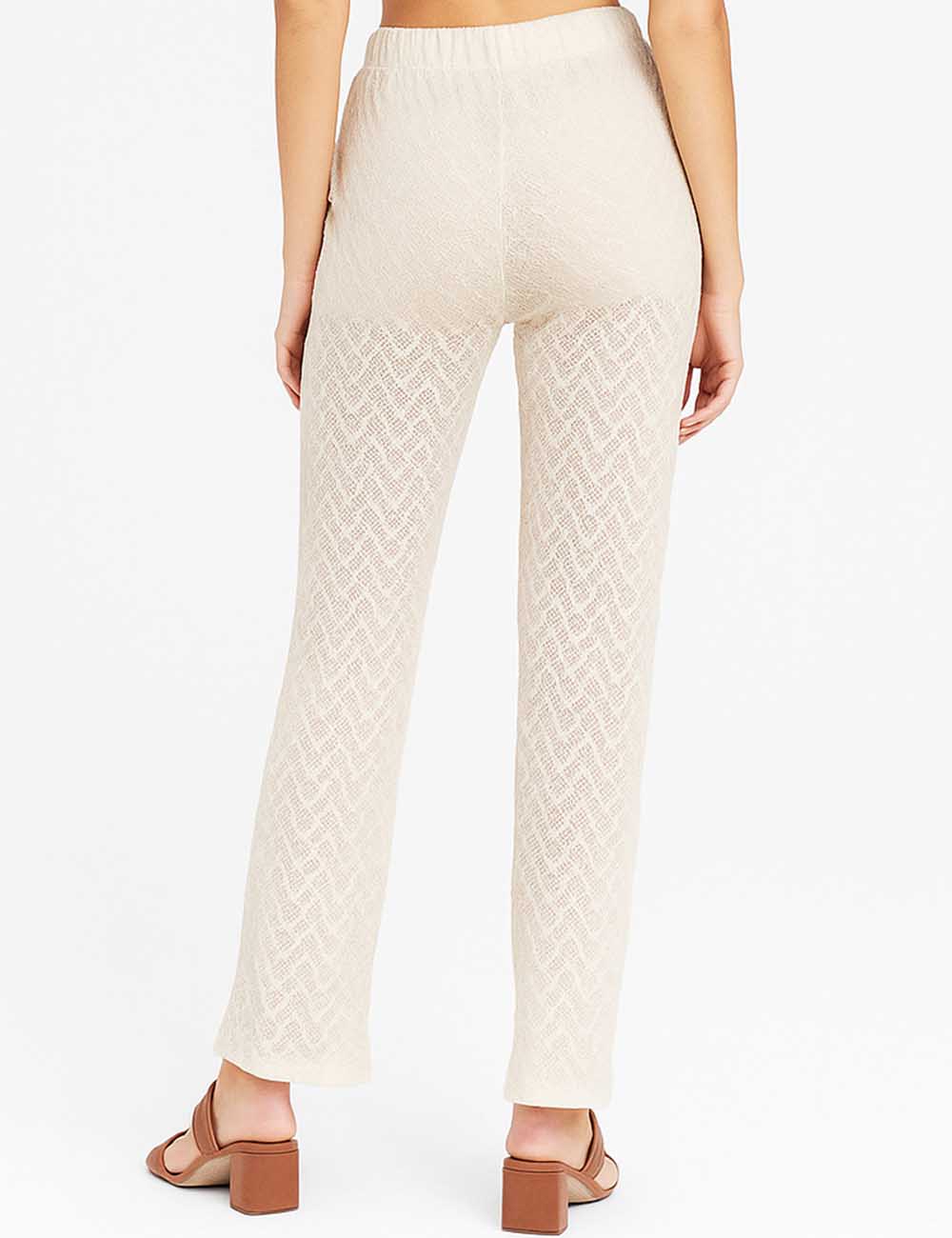 Ladies Solid Color See Through Straight Leg Pants
