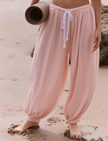 Ladies Color Block Elastic Waist Jogger Pants