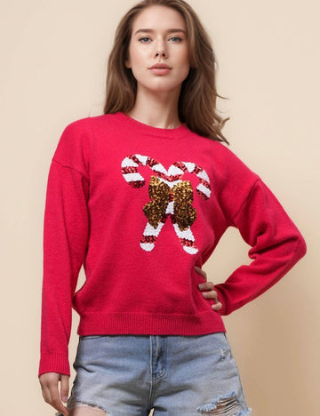 Ladies Christmas Round Necl Cozy Sweater SKT41105