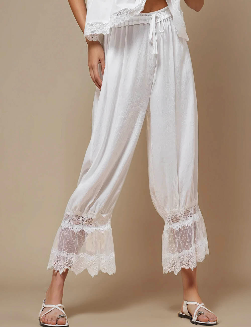 Ladies Lace String Tie Lantern Pants