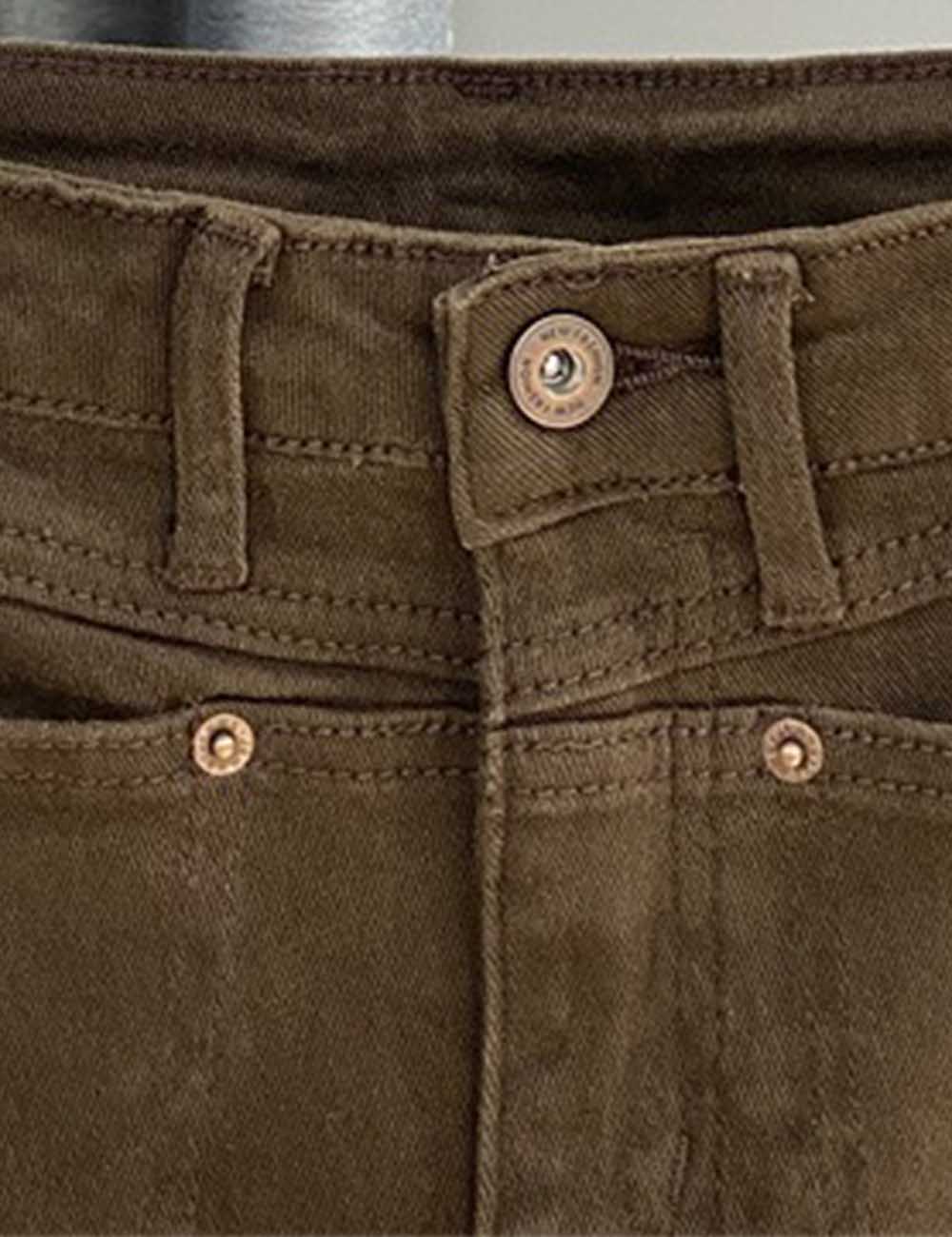 Ladies Solid Color Button Pocket Hip Wrap Denim Mini Skirt