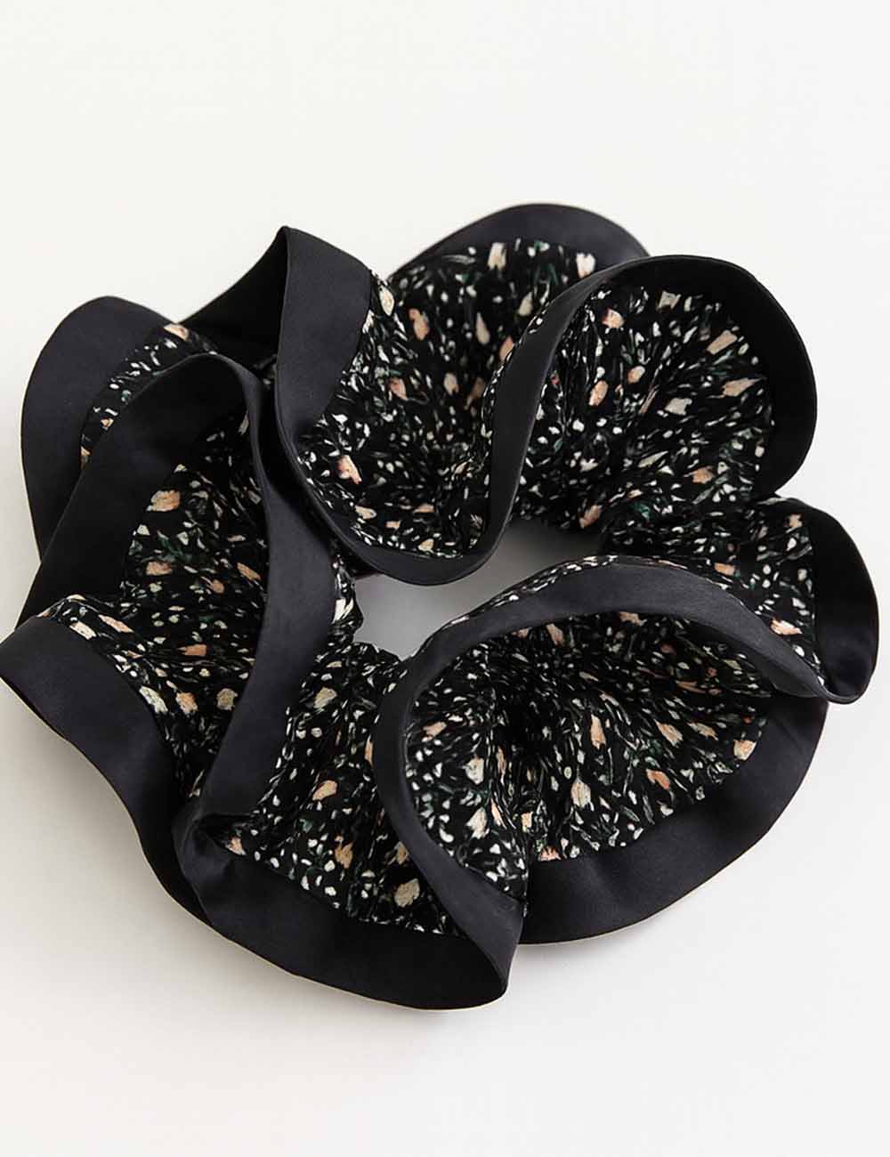 Ladies Vintage Double Layered Floral Print Fabric Scrunchie