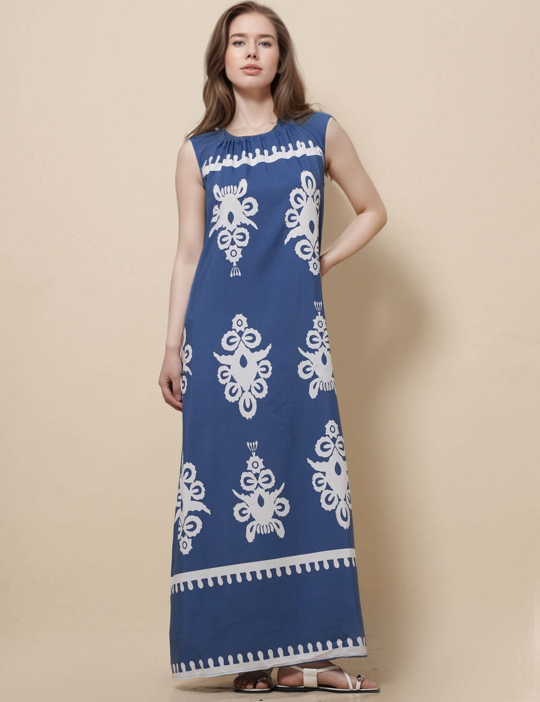 Ladies Halter Sleeveless Floral Print Midi Dress SKD51025