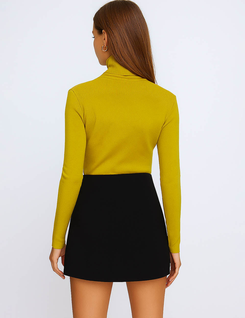 Ladies Solid Color Turtle Neck Long Sleeves Knit Layering Top          ,  ,  ,