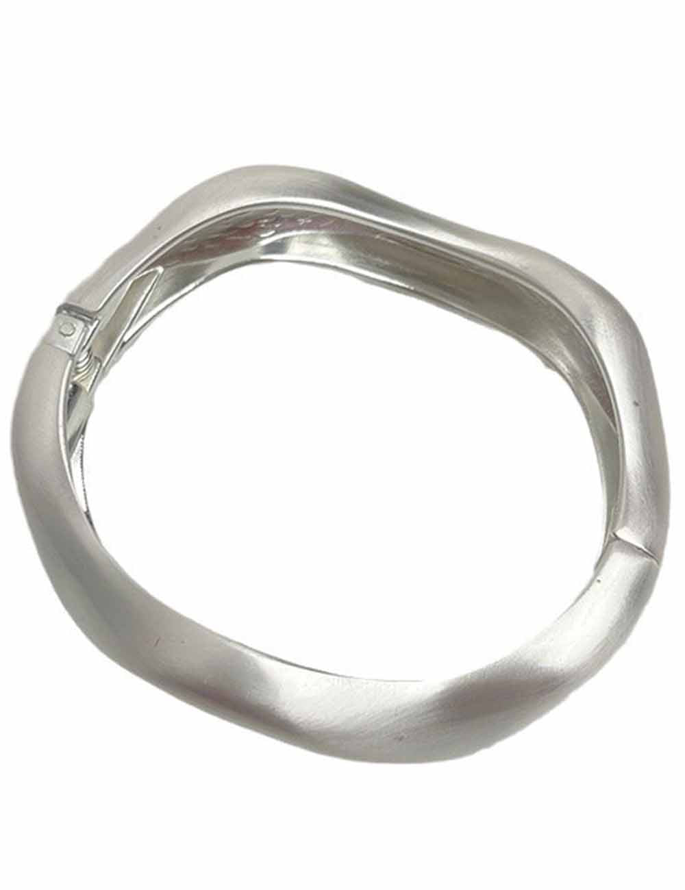Ladies Geometric Wave Matte Metal Bangle