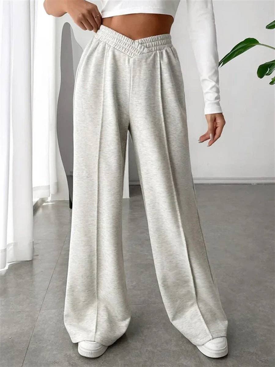 Solid Color Trendy Loose Style Wide-Leg Pants 822