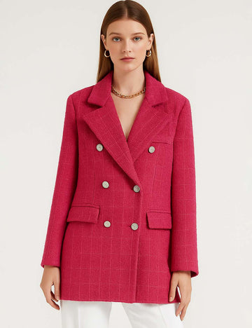 Ladies Tweed Blazers Turndown Collar Suit Coat K2
