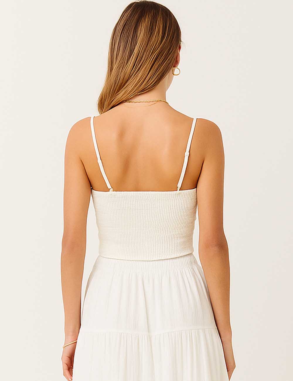 Ladies Chic Leaf Embroidery V-Neck String Shoulder Corset Top