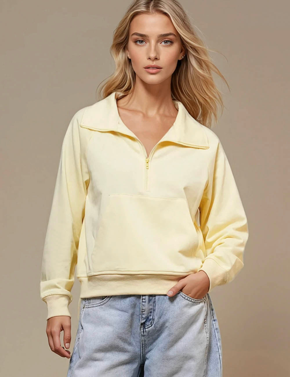Women Zip Open Hoodie Loungewear Top SKT50784