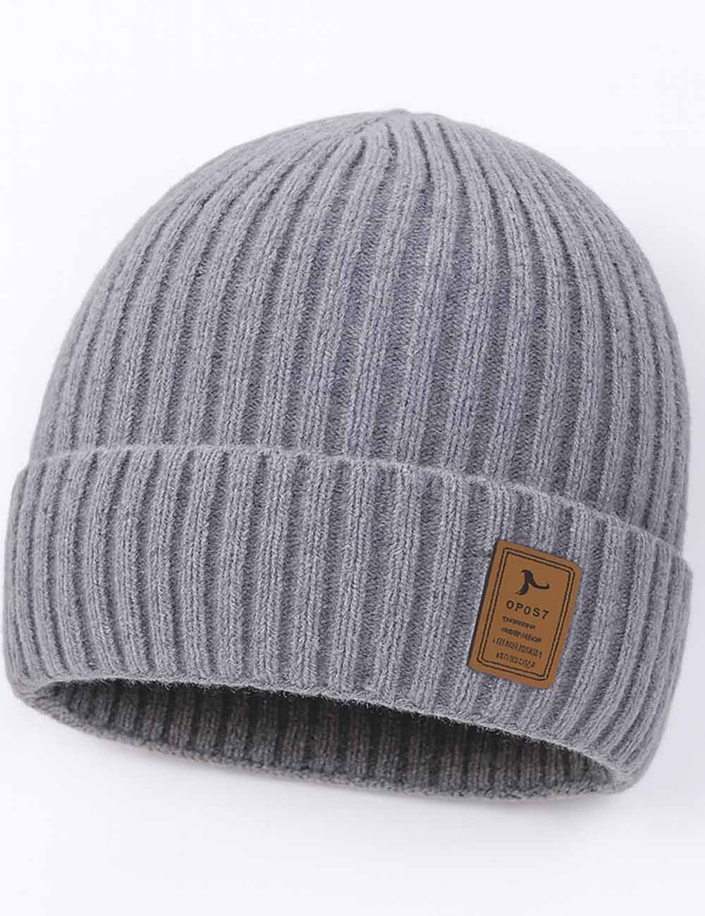Ladies Solid Color Folded Edge Dome Knit Hat