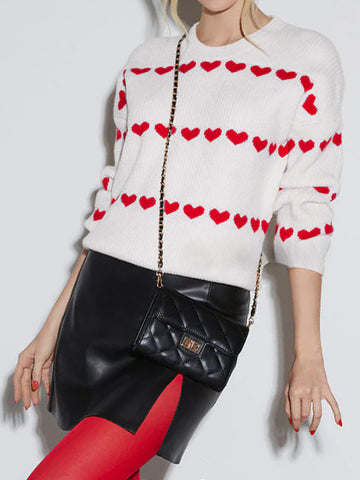 Ladies Valentine Heart Knit Pullover Sweater SKT41167