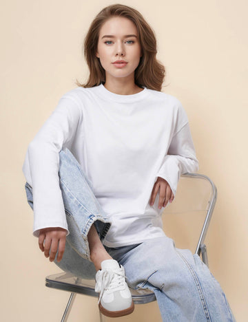 Ladies Solid Color T-Shirt Round Neck Basic Tee SKT41096