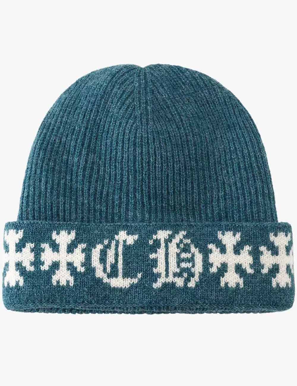 Ladies Color Block Abstract Pattern Folded Dome Knit Hat