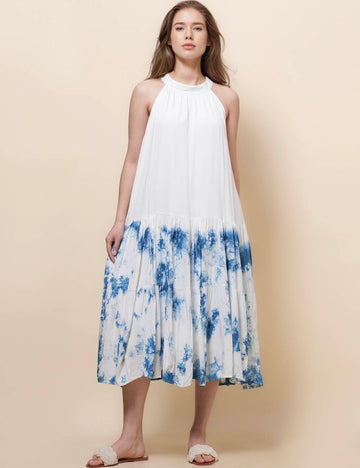 Ladies Random Dyeing Round Neck Midi Dress SKD50213